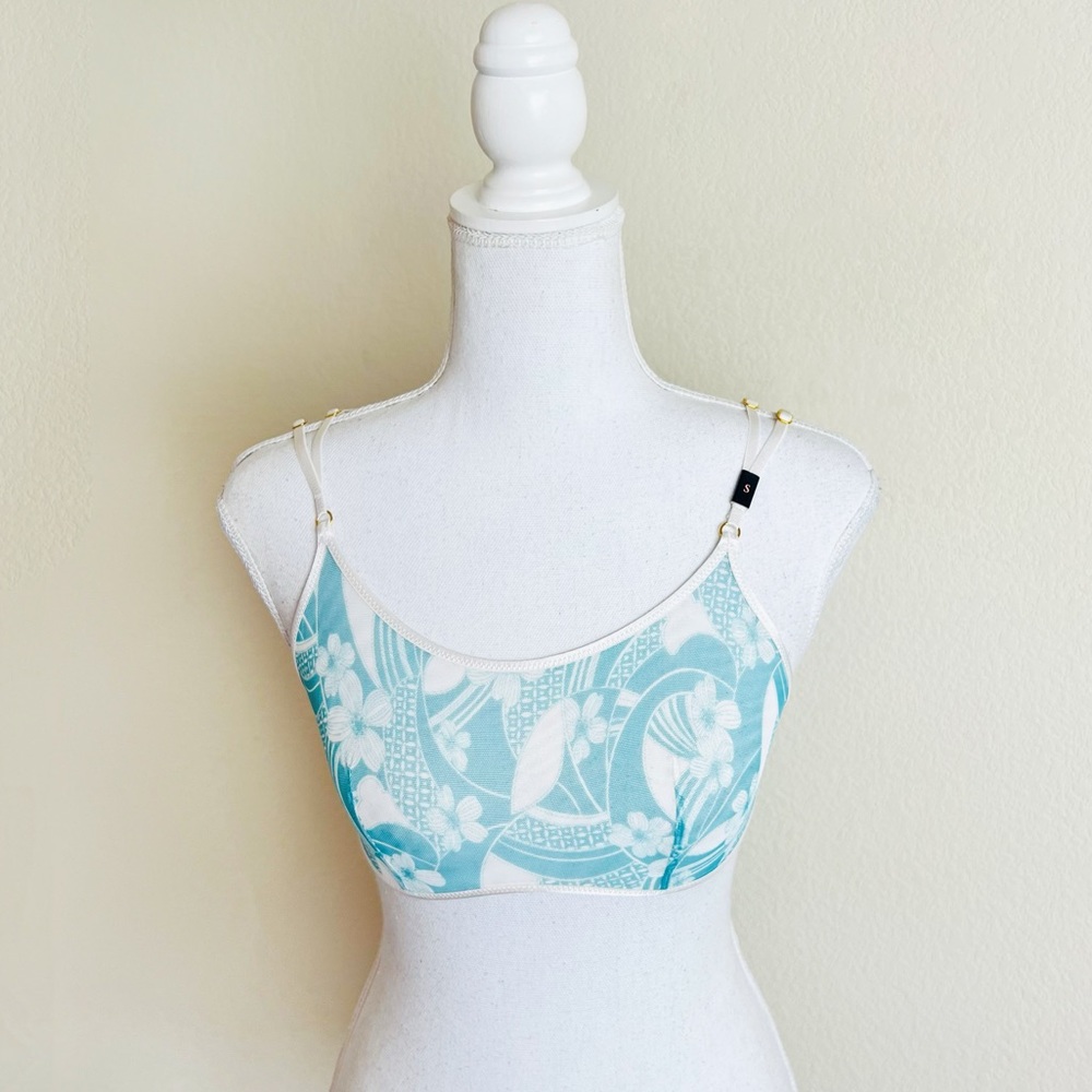 NWT Victoria’s Secret Mesh Mint White Strappy Tropical Palm Unlined Bralette